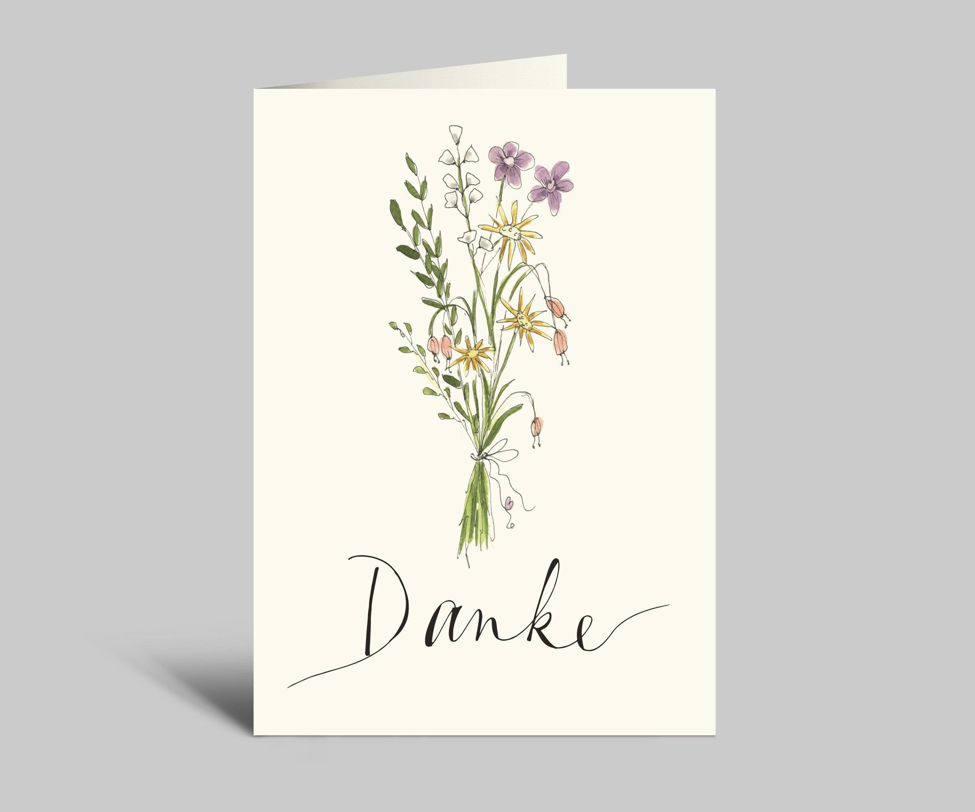 Buy wholesale Thank you card, colorful bouquet of flowers, Thank you