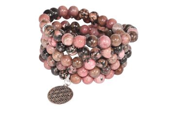 Rhodonite Beads Mala Bracelet,108 Prayer Beads Necklace 1