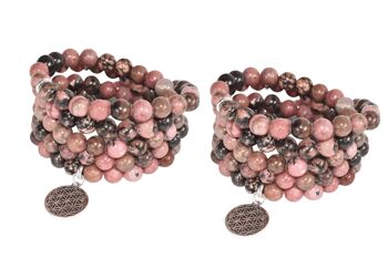 Rhodonite Beads Mala Bracelet,108 Prayer Beads Necklace 4