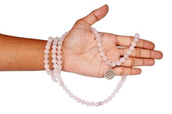 Rose Quartz Beads Mala Bracelet,108 Prayer Beads Necklace 2