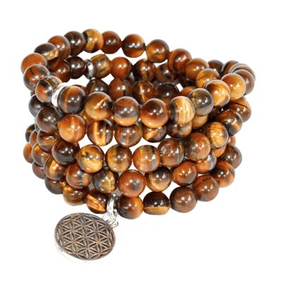 Tigerauge Perlen Mala Armband, 108 Gebetsperlen Halskette