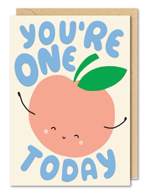 1st Birthday Peach Card