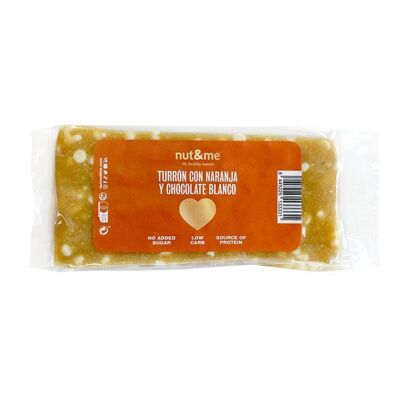 Turrón Keto de naranja et chocolat blanco 300g nut&me - Caramelo natural de Navidad