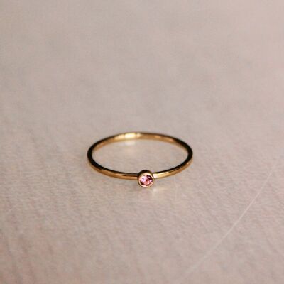 Steel minimalist ring mini zirconia – pink/gold color