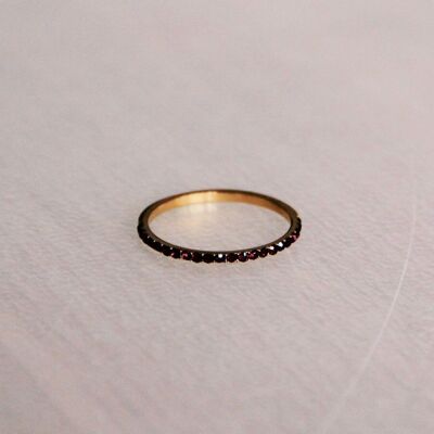 Minimalistischer Ring aus Stahl mit Mini-Zirkonia - Farbe Dunkelviolett/Gold