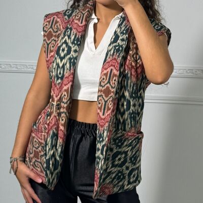 Long sleeveless quilted vest