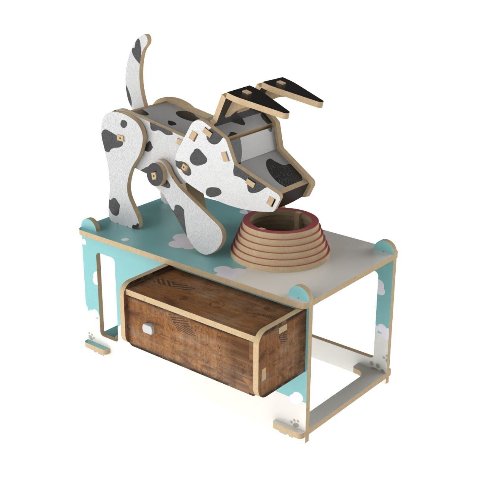 Fai da te Ilo Costruisci il modello meccanico in legno 3D The Dogs Dinner, 0220, 12.5x13x13.5 cm