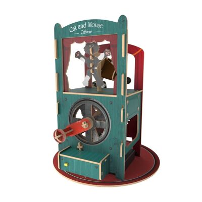 Fai da te Ilo 3D Meccanico in legno Modello di costruzione Cat & Mouse Show, 0221, 20.5×20.5x23cm