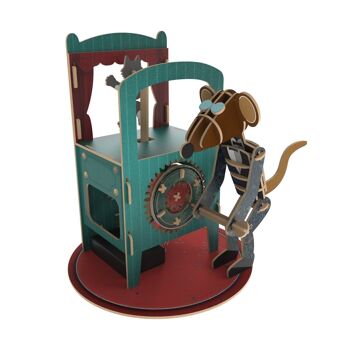 DIY Ilo 3D Construction de maquettes mécaniques en bois Spectacle de chats et de souris, 0221, 20,5 × 20,5 x 23 cm 2