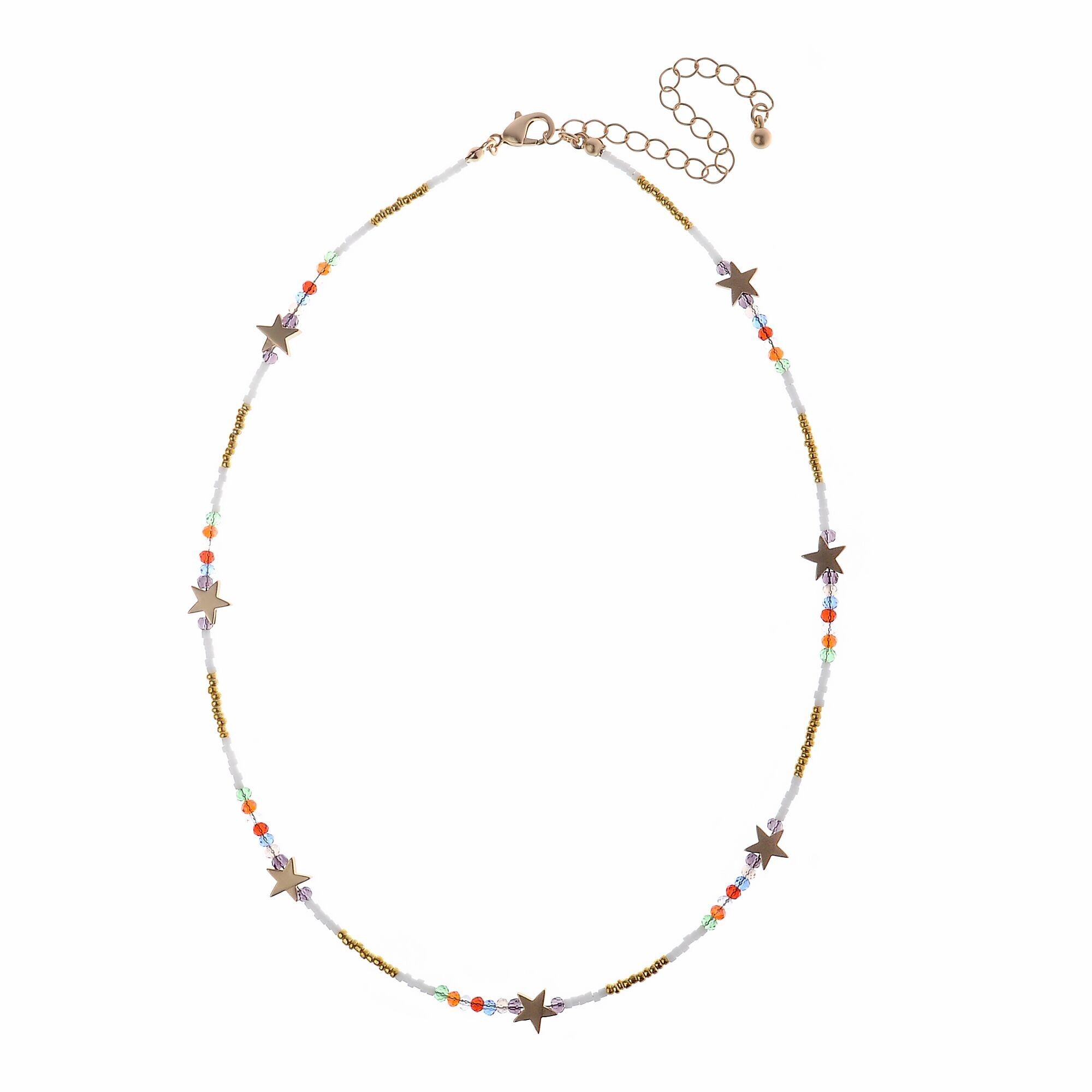 Collana con ciondolo Cosmic Starlight in oro semi-opaco con perline e stelle