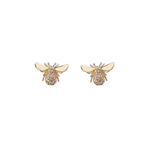 Post Bee Earring With Crystal Rhinestones