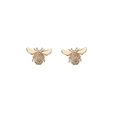 Post Bee Earring With Crystal Rhinestones