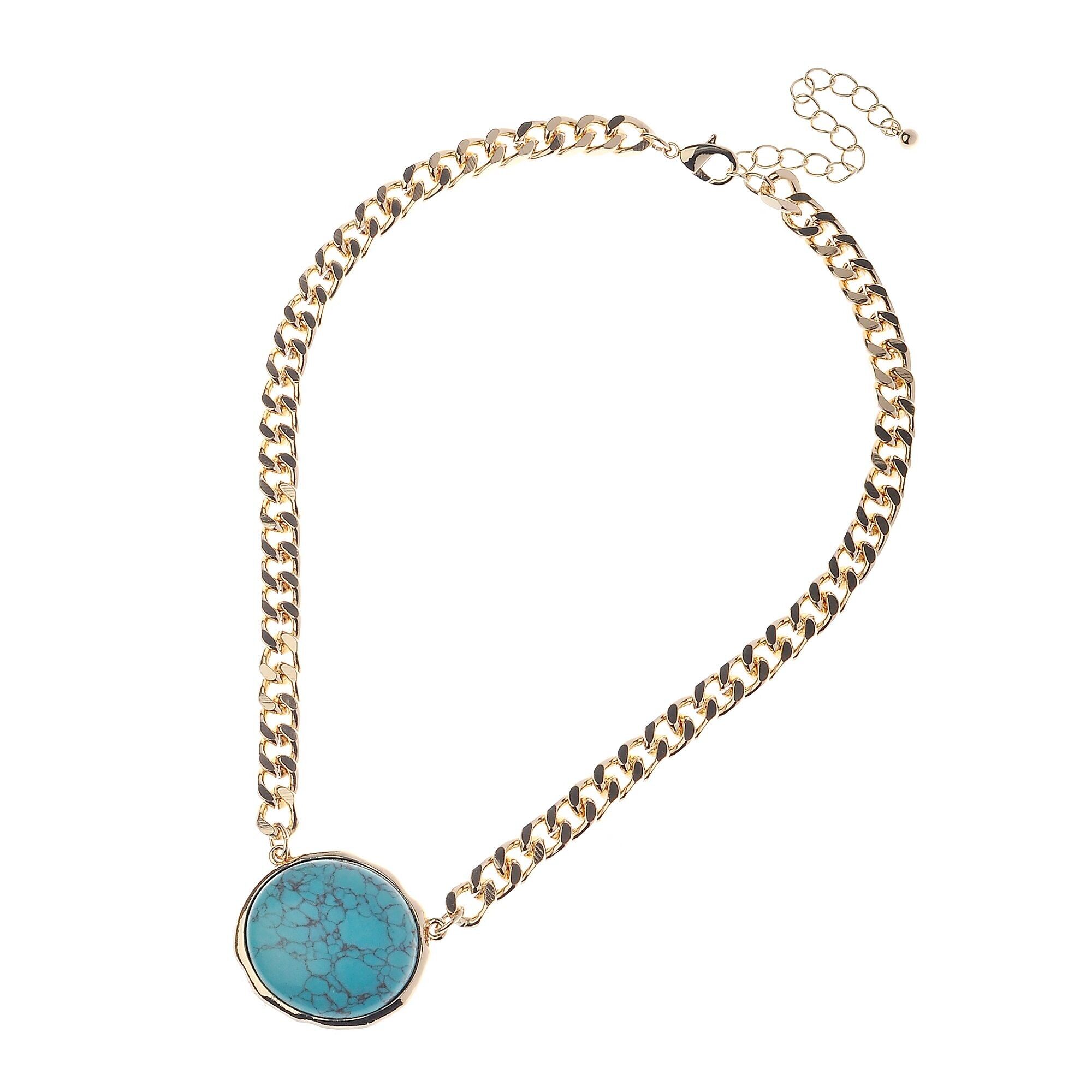 Collana a catena grossa in oro 14K Gilded Fusion con ciondolo in pietra semipreziosa turchese