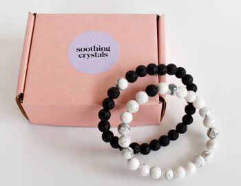 Lava Howlite Couple Bracelets,Crystals Gift for Anniversary 4