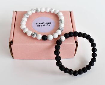 Lava Howlite Couple Bracelets,Crystals Gift for Anniversary 5