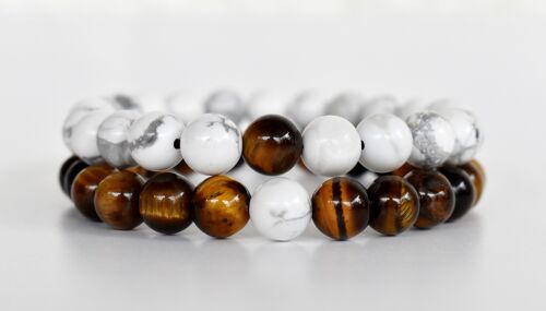 Tiger Eye Howlite Couple Bracelets, Anniversary Gift