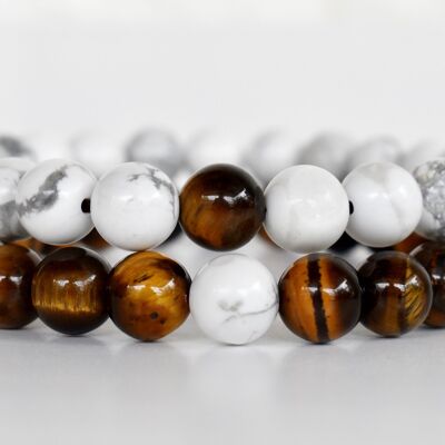 Pulseras de pareja Tiger Eye Howlite, regalo de aniversario