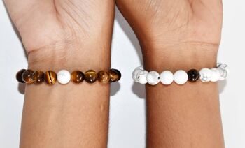 Tiger Eye Howlite Couple Bracelets, Anniversary Gift 2