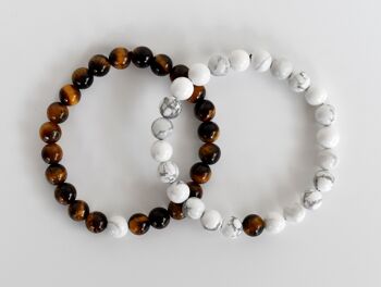 Tiger Eye Howlite Couple Bracelets, Anniversary Gift 3