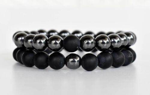 Hematite Black Onyx Matt Couple Bracelets, Anniversary Gift