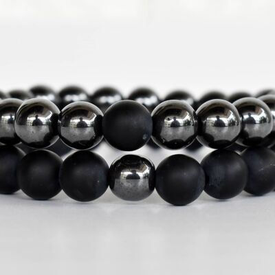 Hematite Black Onyx Matt Couple Bracelets, Anniversary Gift