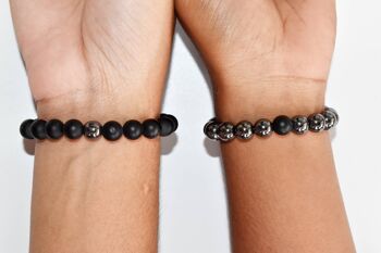 Hematite Black Onyx Matt Couple Bracelets, Anniversary Gift 2