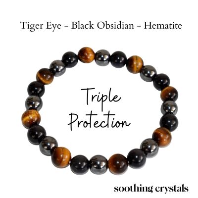 Pulsera de cristal de TRIPLE PROTECCIÓN, pulsera de cristal con cuentas