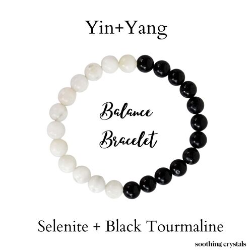 Yin Yang Energy Balance Crystal Bracelet, Spiritual Support