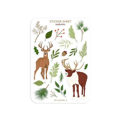 Stickersheet die cut - autumn moose & deer