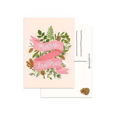 Kerstkaart/Christmas card - Merry Christmas met natuur elementen