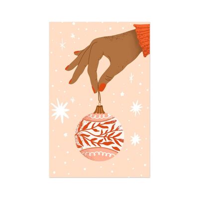 Minikaart/étiquette cadeau Noël - Boule de Noël