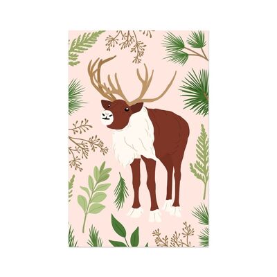 Minikaart/gift tag Christmas - autumn nature moose
