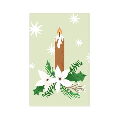 Minikaart/etiqueta de regalo de Navidad - vela