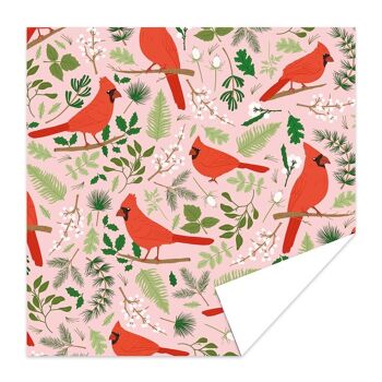 Papier cadeau/inpakpapier - motif Noël oiseaux cardinaux rouges 1