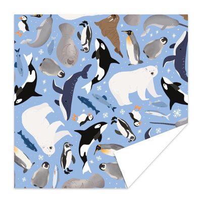 Geschenkpapier/Inpakpapier - Muster winterliche arktische Tiere