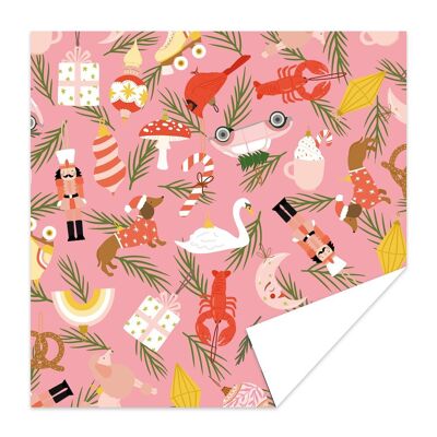 Wrapping paper/inpakpapier - pattern pink ornaments