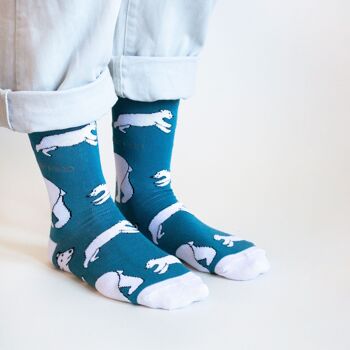 Chaussettes ours polaire | Chaussettes en bambou | Chaussettes bleu clair 5