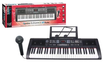 WS - Synthétiseur - 61 Touches - Elegance - 610601 - 95 cm - Noir - Idéal Pour Les Débutants - Musique - Instrument - IZZY - Initiation Piano - Musicien Amateurs -Cable USB Inclus - Micro 1
