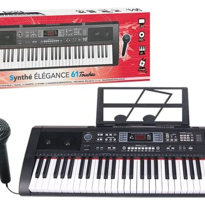 WS - Synthétiseur - 61 Touches - Elegance - 610601 - 95 cm - Noir - Idéal Pour Les Débutants - Musique - Instrument - IZZY - Initiation Piano - Musicien Amateurs -Cable USB Inclus - Micro