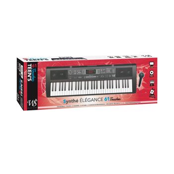 WS - Synthétiseur - 61 Touches - Elegance - 610601 - 95 cm - Noir - Idéal Pour Les Débutants - Musique - Instrument - IZZY - Initiation Piano - Musicien Amateurs -Cable USB Inclus - Micro 2