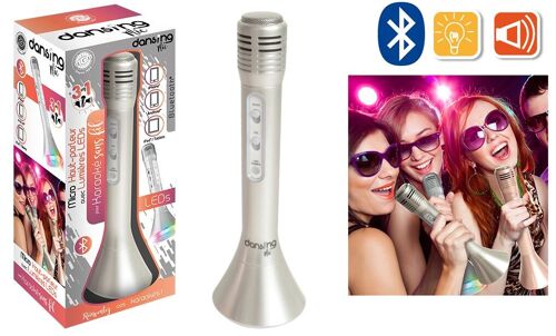 Compra WS - Altoparlante Microfono Karaoke - Bluetooth - Nomad - 680078MIN  - Argento - Wireless - Musica - Luce LED - Microfono portatile - Canto -  Bambino - Adulto - Ballo - Ipad - Iphone - Android all'ingrosso