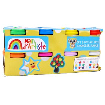 MAIN D'ARTISTE - Pack de 8 Pots de Pâte À Modeler - Loisir Créatif - 030816A - Multicolore - 85 Gr - Jouet Enfant - Modelage - Créativité - Activités Manuelles - DIY - À Partir de 2 ans 2