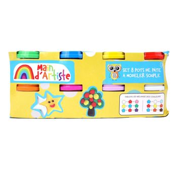 MAIN D'ARTISTE - Pack de 8 Pots de Pâte À Modeler - Loisir Créatif - 030816A - Multicolore - 85 Gr - Jouet Enfant - Modelage - Créativité - Activités Manuelles - DIY - À Partir de 2 ans 3