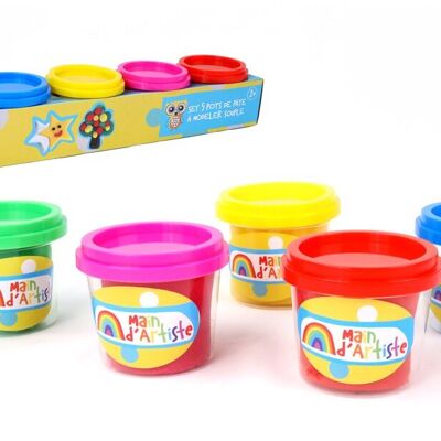 MAIN D'ARTISTE - Pack de 5 Pots de Pâte À Modeler - Loisir Créatif - 030856A - Multicolore - 85 Gr - Jouet Enfant - Modelage - Créativité - Activités Manuelles - DIY - À Partir de 2 ans