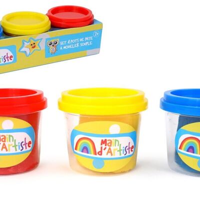 MAIN D'ARTISTE - Pack de 3 Pots de Pâte À Modeler - Loisir Créatif - 030862 - Multicolore - 85 Gr - Jouet Enfant - Modelage - Créativité - Activités Manuelles - DIY - À Partir de 2 ans