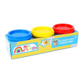 MAIN D'ARTISTE - Pack de 3 Pots de Pâte À Modeler - Loisir Créatif - 030862 - Multicolore - 85 Gr - Jouet Enfant - Modelage - Créativité - Activités Manuelles - DIY - À Partir de 2 ans 2