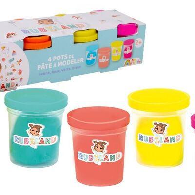 MAIN D'ARTISTE - Pack de 4 Pots de Pâte À Modeler - Loisir Créatif - 222203 - Multicolore - 85 Gr - Jouet Enfant - Modelage - Créativité - Activités Manuelles - Rubyland - À Partir de 2 ans