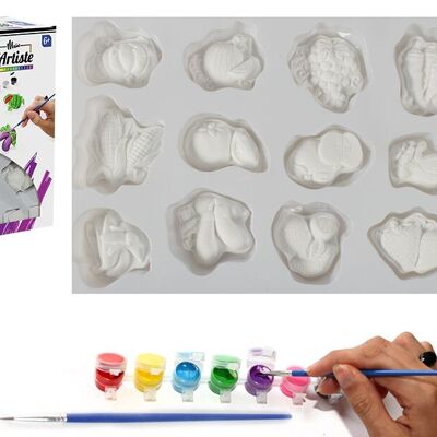 MAIN D'ARTISTE - Coffret Fruits À Peindre - Loisir Créatif - 038705 - Peinture - Platre - Multicolore - Jouet Enfant - Créativité - Activités Manuelles - Kit Complet - À Partir de 6 ans