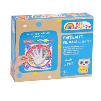 MAIN D'ARTISTE - Kit de Création Empreinte de la Main - Loisir Créatif - 730201 - Moulage - Peinture - Platre - Fête des Mères - Fête des Pères - Activités Manuelles - Kit Complet - À Partir de 5 ans 2