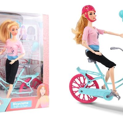 MELODY - Poupée Qui Fait du Vélo - Melody City - Poupée Mannequin - 126648 - Rose - Plastique - Figurine - Doll - Jouet Enfant - Anniversaire - À Partir de 3 ans